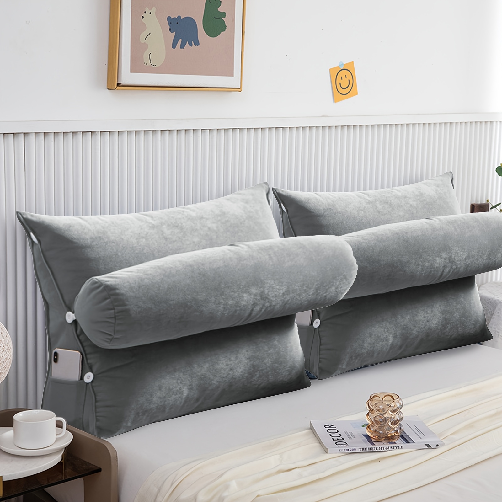 queen size large wedge headboard pillow triangular bed bolster