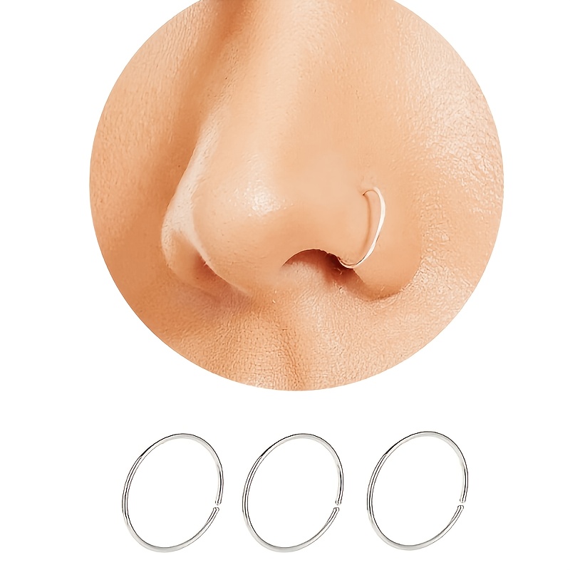 Anello Al Naso Piccolo In Acciaio Sottile 0,8mm - Cerchio Argento Per Piercing Cartilagine, Helix, Tragus (6/8/10mm)