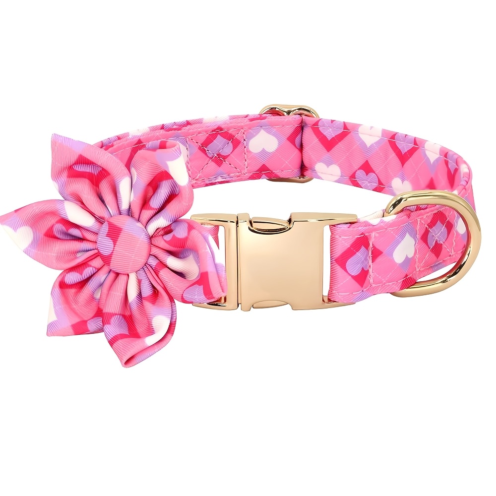 Adjustable Dog ID Collar Flower Pet Necklace