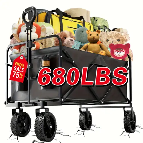 wagons carts large capacity folding travel car beach car heavy duty folding car with large wheels travel transport car practical tool with side bags suitable for outdoor camping sports cargo handling