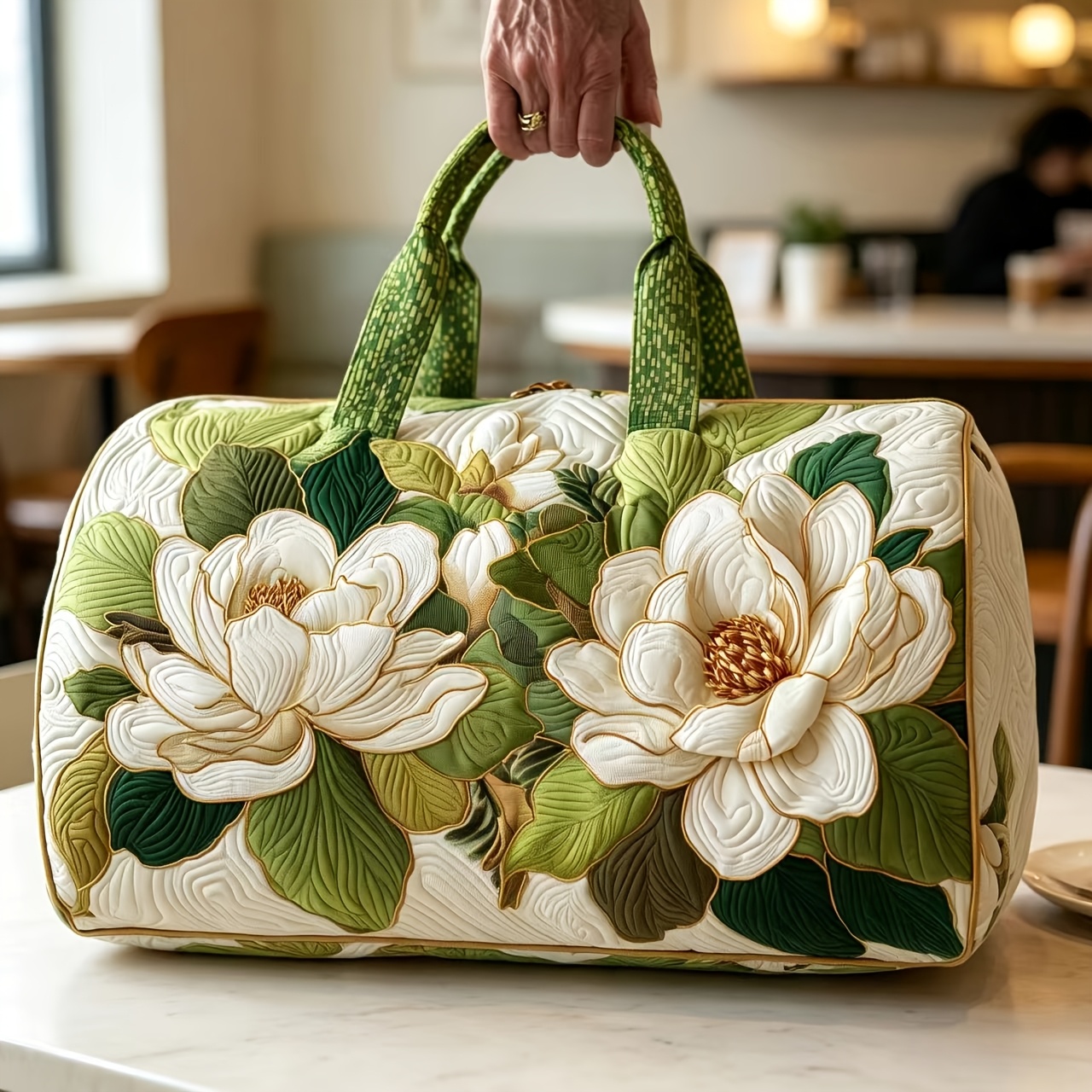 TEMU Quilted Travel Bag Suitable For - Large Capacity Spacious Handbag With Zipper Closure, Machine Washable, Quilted & Reinforced Edges,