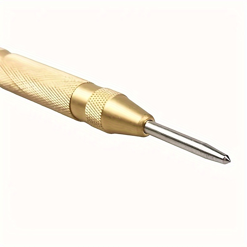 5-Inch Spring-Loaded Automatic Center Punch - Steel, Precision Marking & Hole Starter Tool