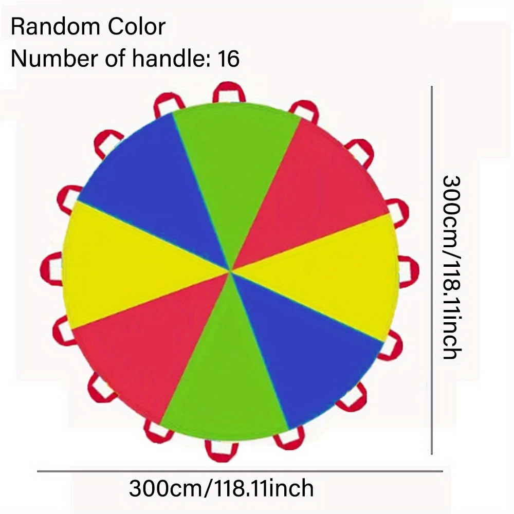 Image of Rainbow Parachute, 2m//3.6m/4m 6.56ft/9.84ft/11.81ft/13.12ft Long Random Color, Outdoor Party Activities, Suitable For Teamwork Games, Toys