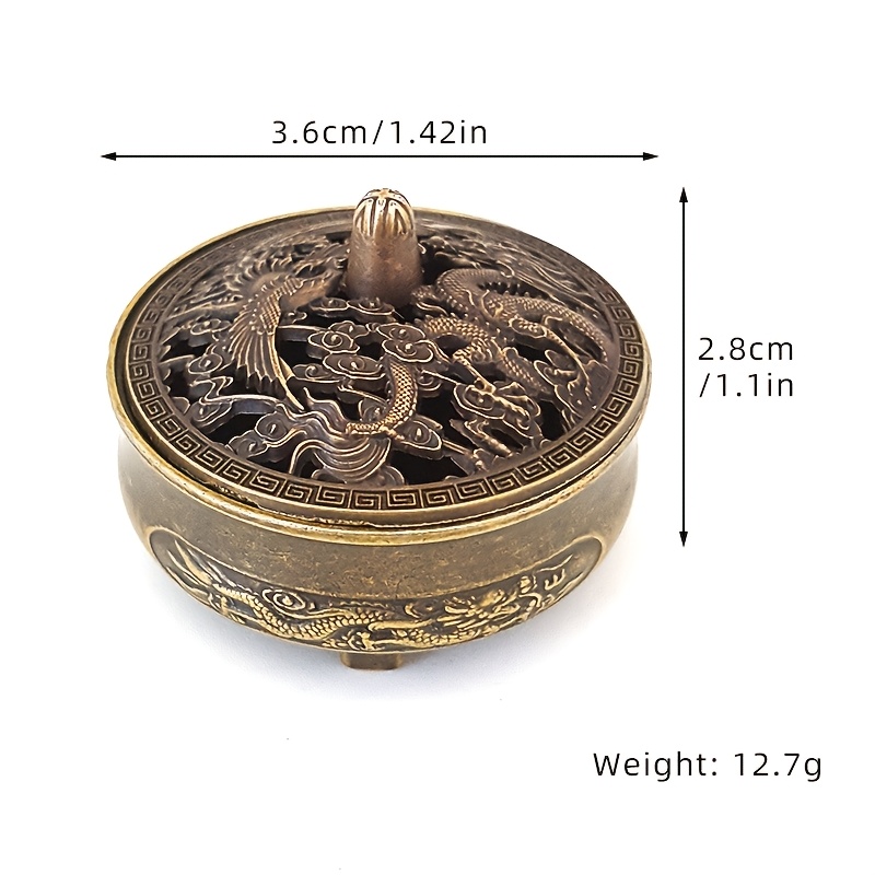 Dragon & Phoenix Alloy Incense Holder - Hollow Metal Holder For Essential Oils & Tea Lights, Intricate Mythical Creature Design, No Electricity Needed, Decor For Christmas Halloween New Year