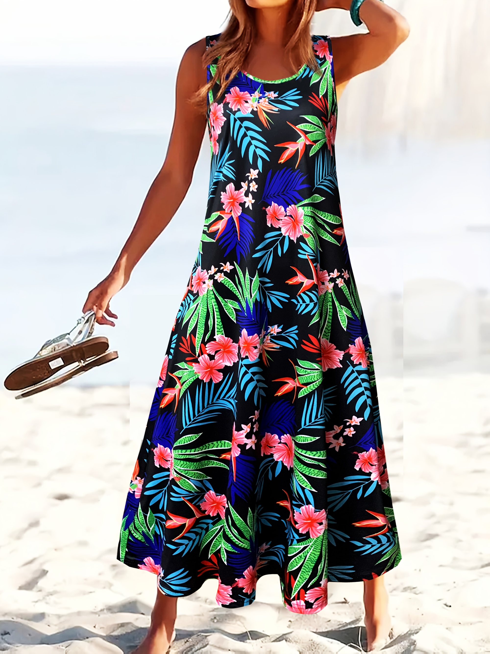 Australia Best Hawaiian Attire Women Long Dresses AYUNIX Women's Hawaii  Maxi Dress Bohemian V-Neck Sleeveless
