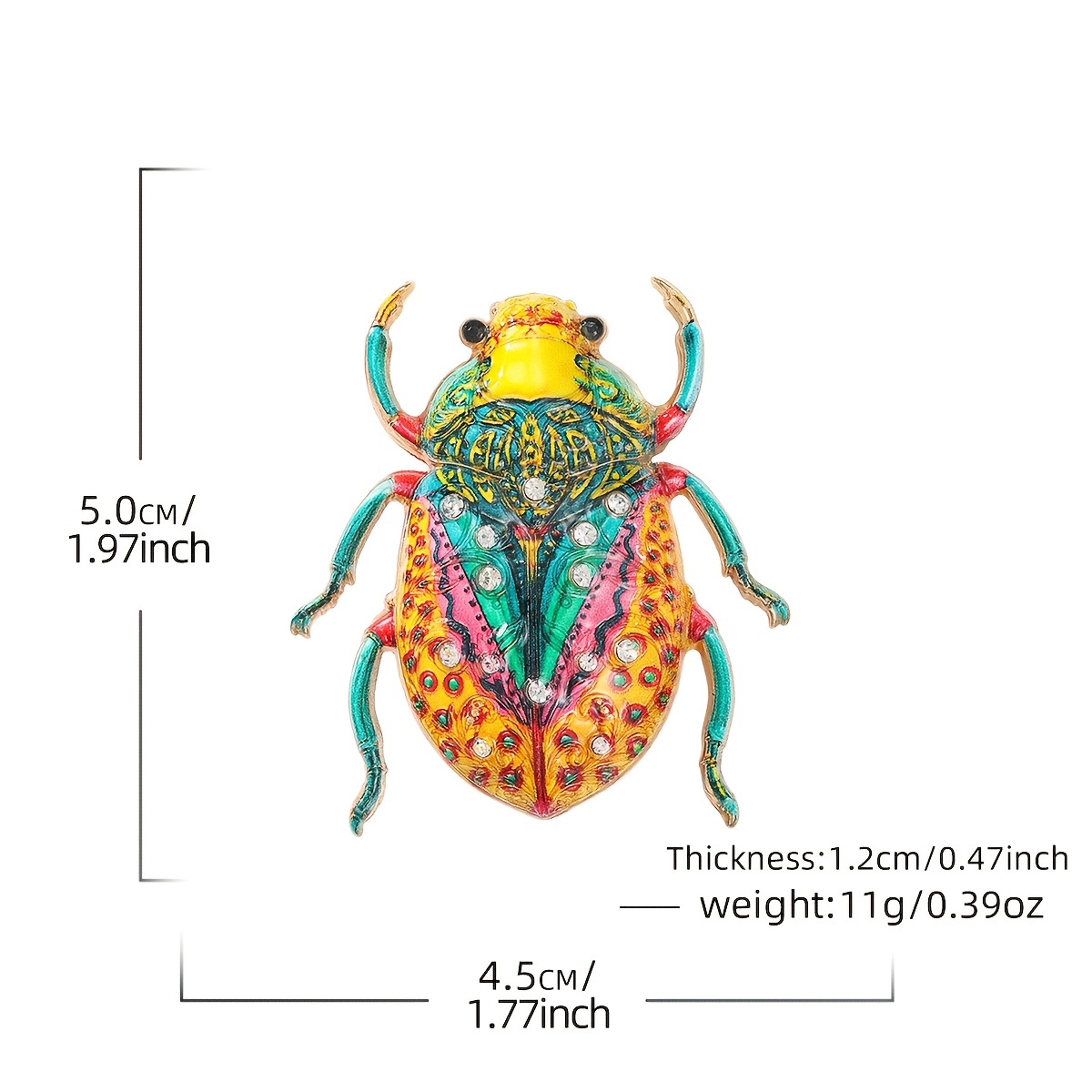 TEMU 1pc Solevdo Enamel Rhinestone Brooch Novelty Insect Lapel Pin For , Vintage Bug Animal Inlaid Jewelry, Unisex Fashion Brooch Pin Accessory For
