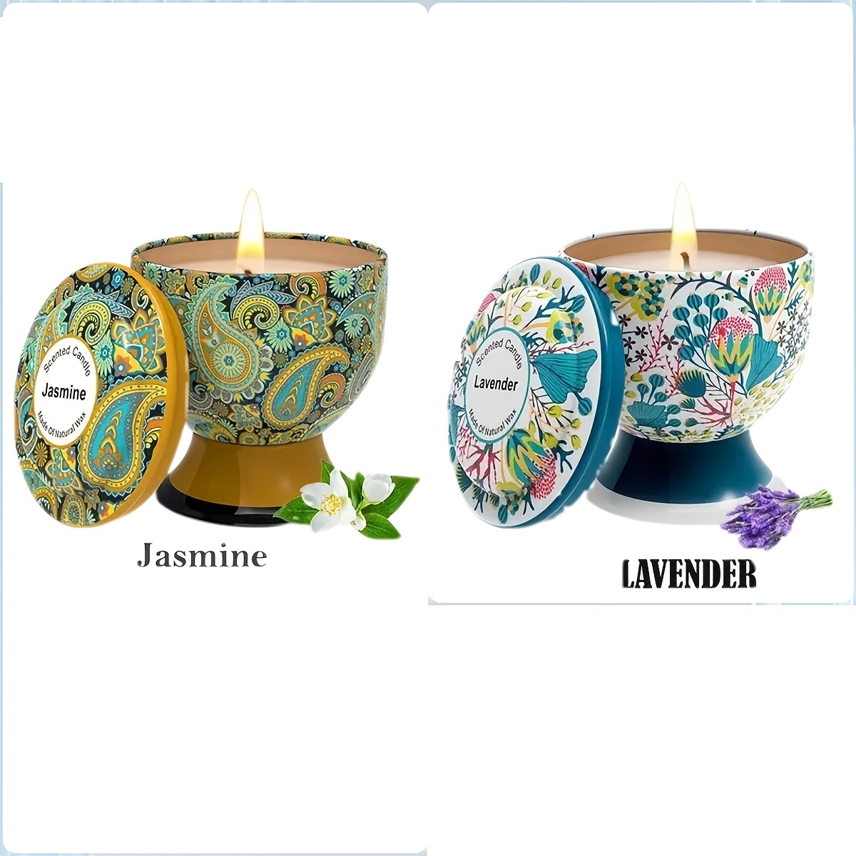 Image of 2pcs Tinplate High Footed Ins Fragrance. Long Lasting Fragrance, Wedding Decoration, Home Decoration, Girlfriends Birthday Gifts, Niche Bedroom Ornaments, Valentine's Day, Mother's Day Gifts