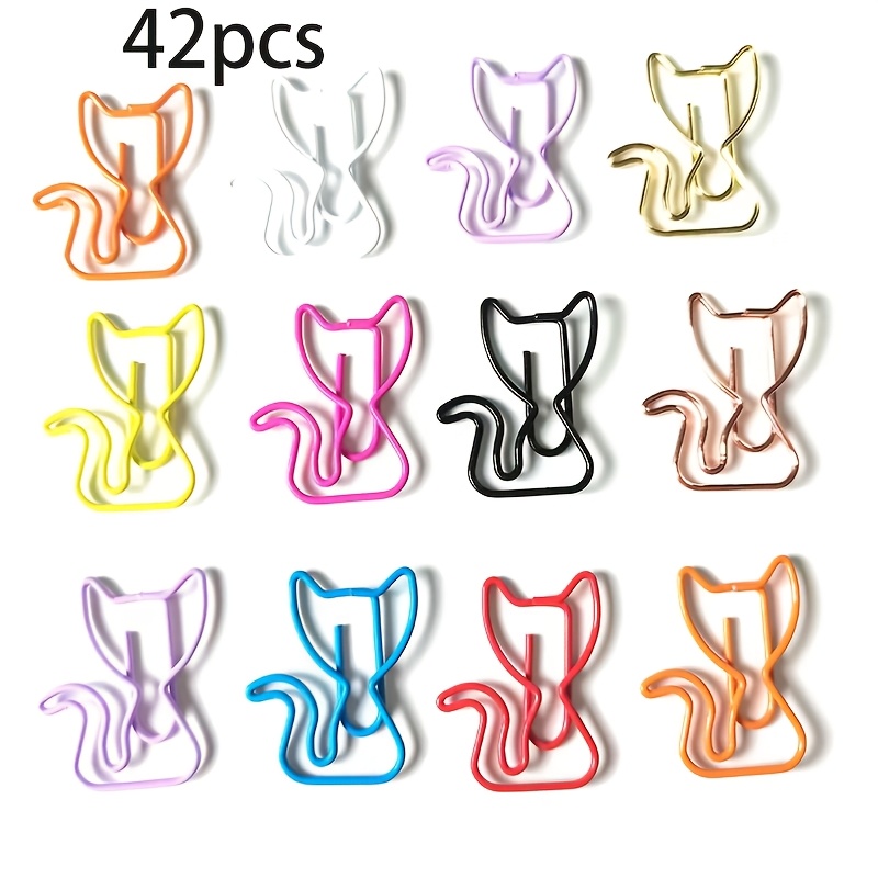 Image of 10/20/42/10 Colored Cat Animal Paper Clips/needle Colored Paper Clips/ Uses/bookmark Clip Paper/office Supplies Paper Clips/ As A Gift/suitable For School Offices And Other People