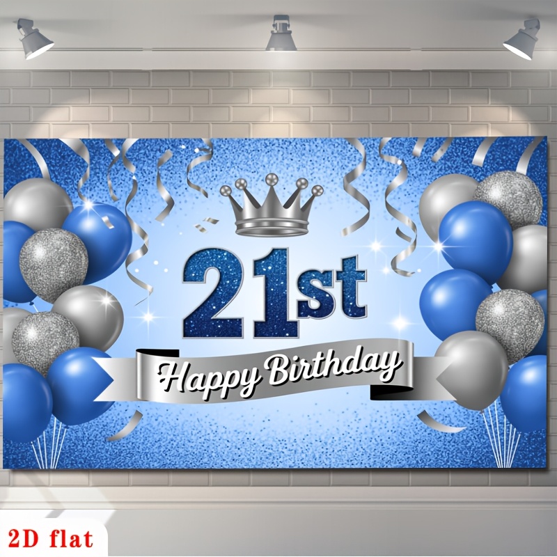 item picture 2d flat 2d flat for party backdrop 2d flat banner 1pc 21st happy birthday     balloon ribbon glitter background polyester backdrop for party decor farm garden   club no electricity