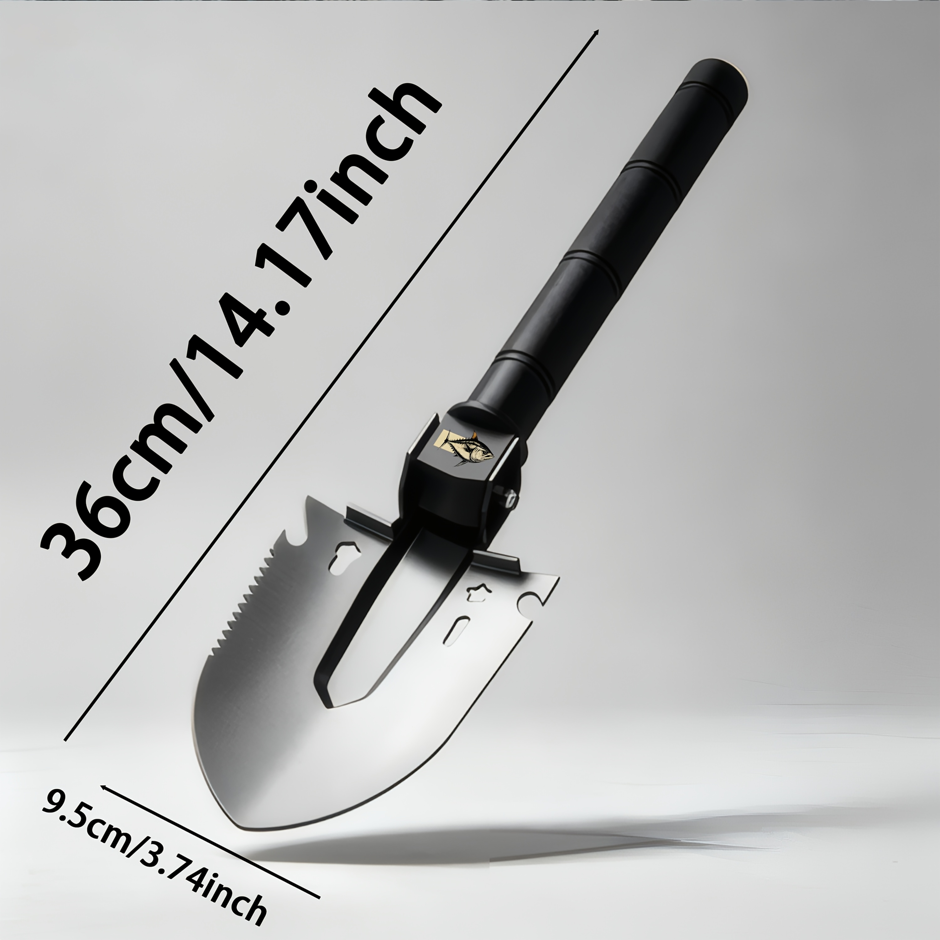 Black and White Line Art Tuna Pattern Multi-Purpose Entrenching Tool