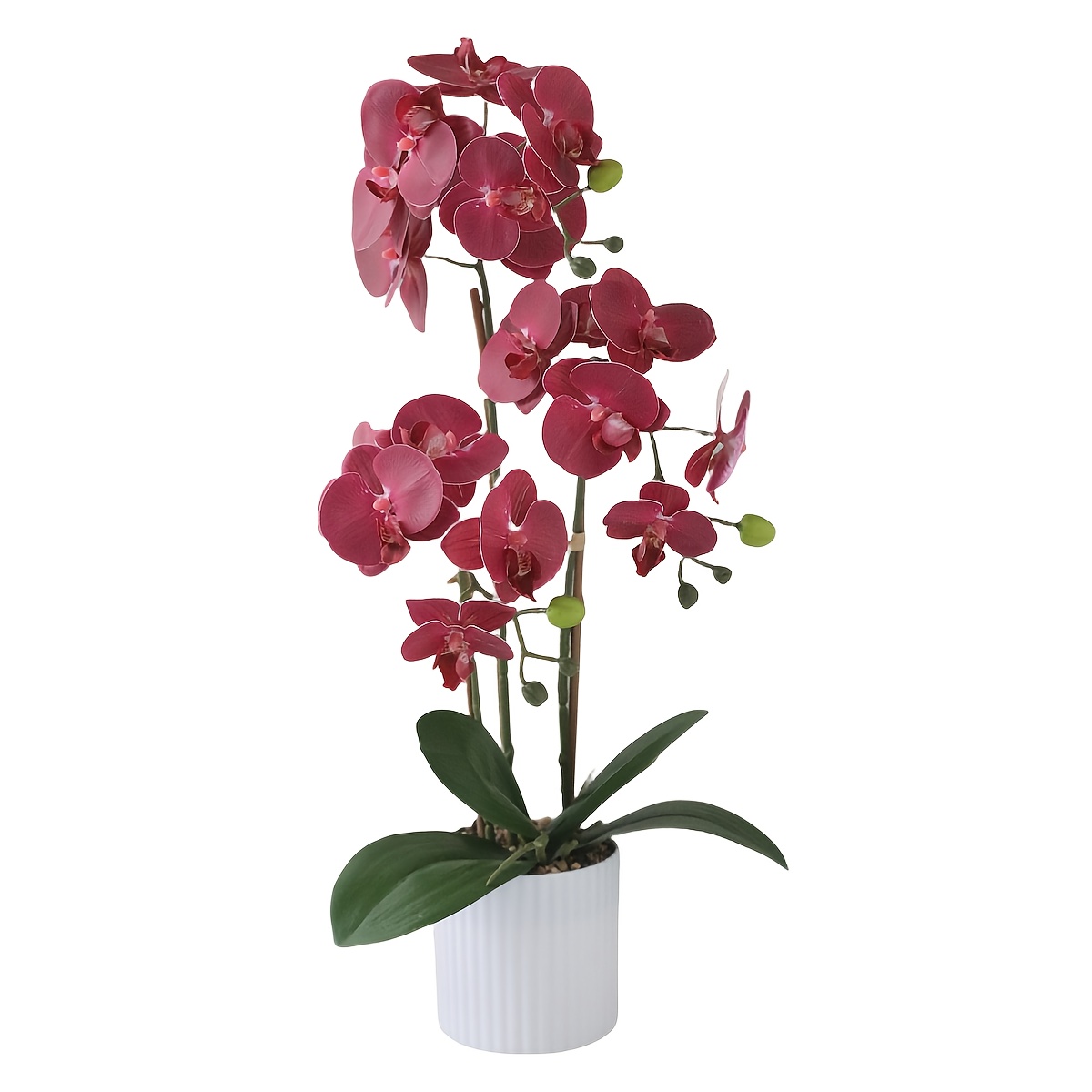 1 Artificial Orchid With 3 Stems, White Potted Plant, Lifelike Phalaenopsis Bonsai Fake Orchid, Suitable For Bathroom And Living Room Decoration, Desktop Decor, Home Office Centerpiece House Ornament