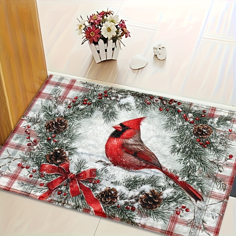 

Christmas Doormat 1pc - Machine Washable, Low Pile, Rectangle, Rubber Back, Polyester, Non-slip, Quick Dry, Waterproof Stain Resistant Mat For Entryway, Kitchen, Bathroom - Holiday Home & Party Decor