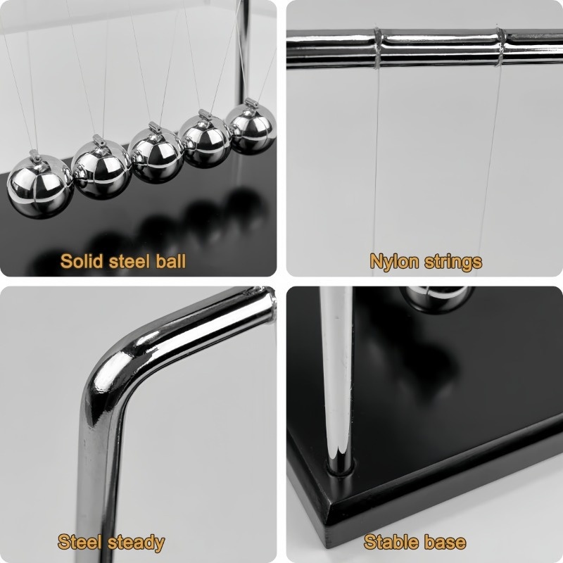 newton cradle metal ball, portable science physics desktop toy