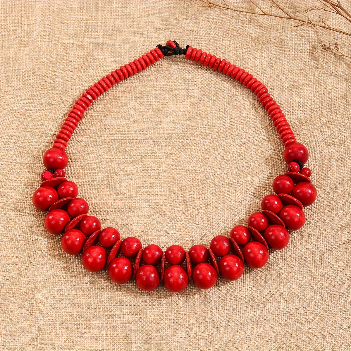 Bohemian Vintage Style Beaded Necklace, Handcrafted