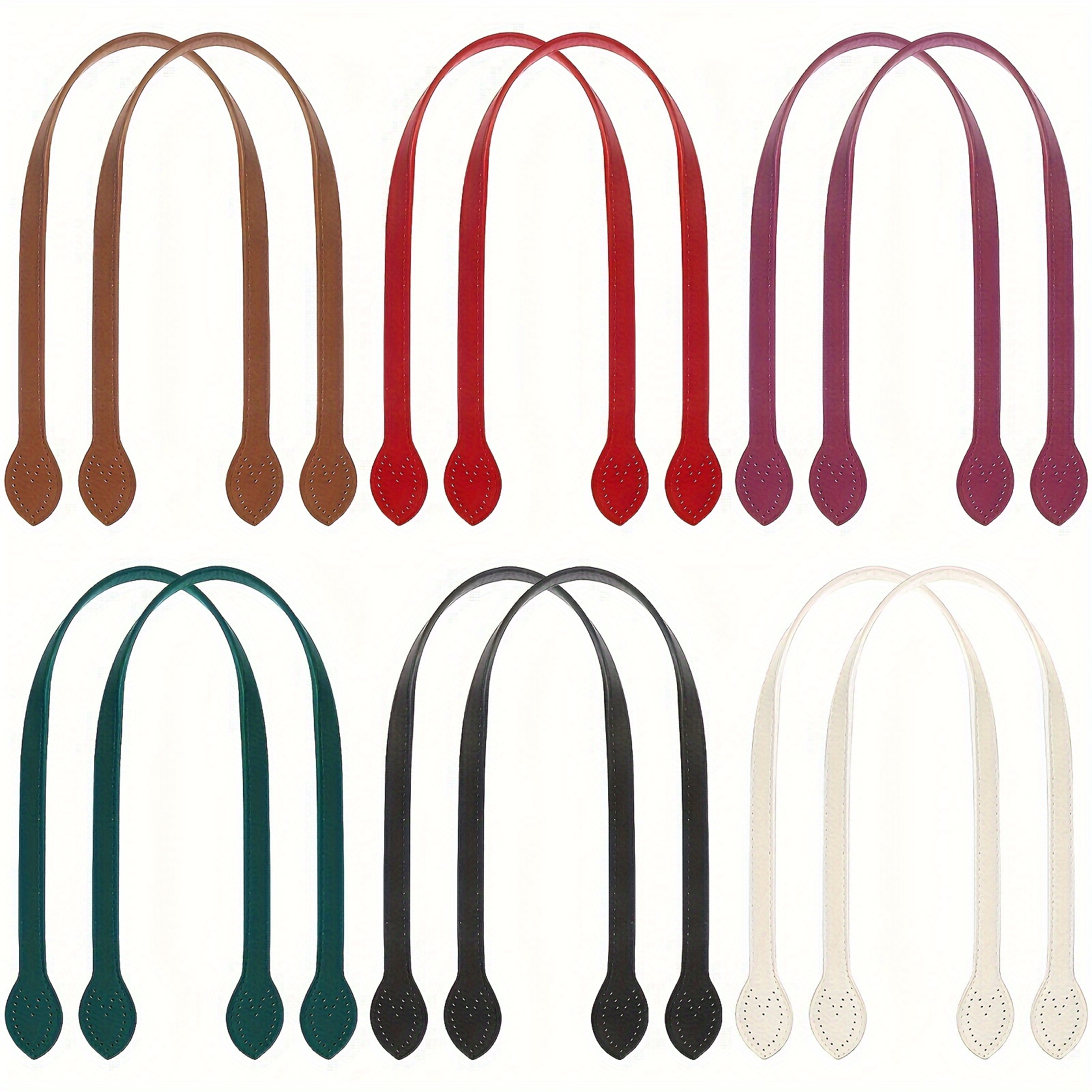 

12pcs Leather Bag Handles - Straps For Handbags, Purses, And Craft Projects - 6 Assorted Colors, , Easy Attachment