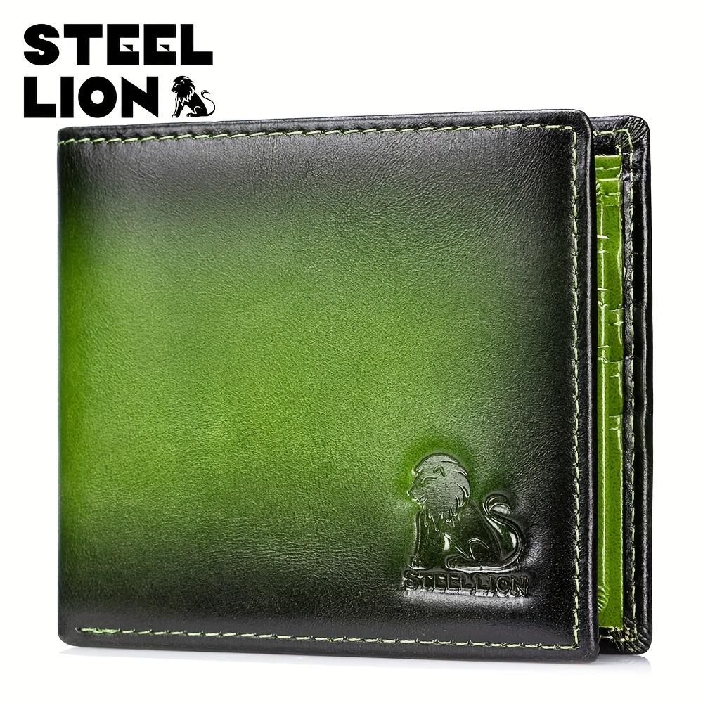 E-shop 1 Stück STEELLION Vintage Echtleder Herren Dreifach-Geldbörse, Echtleder, RFID-Schutz, Ultraflaches Design, -Skimming-Design, Kompakte