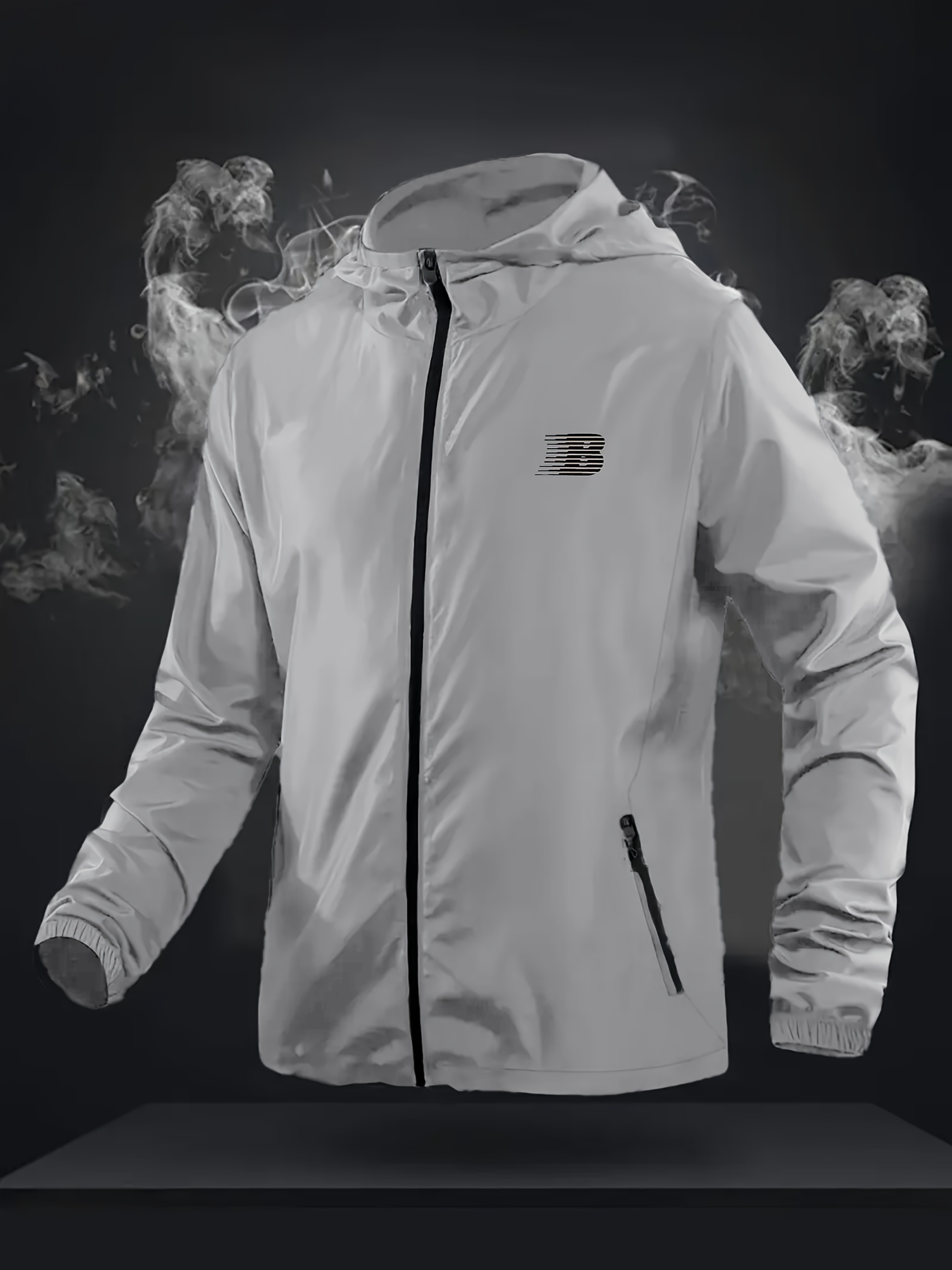 mens summer solid color hooded jacket outer outdoor casual   zipper design breathable light fabric   outer
