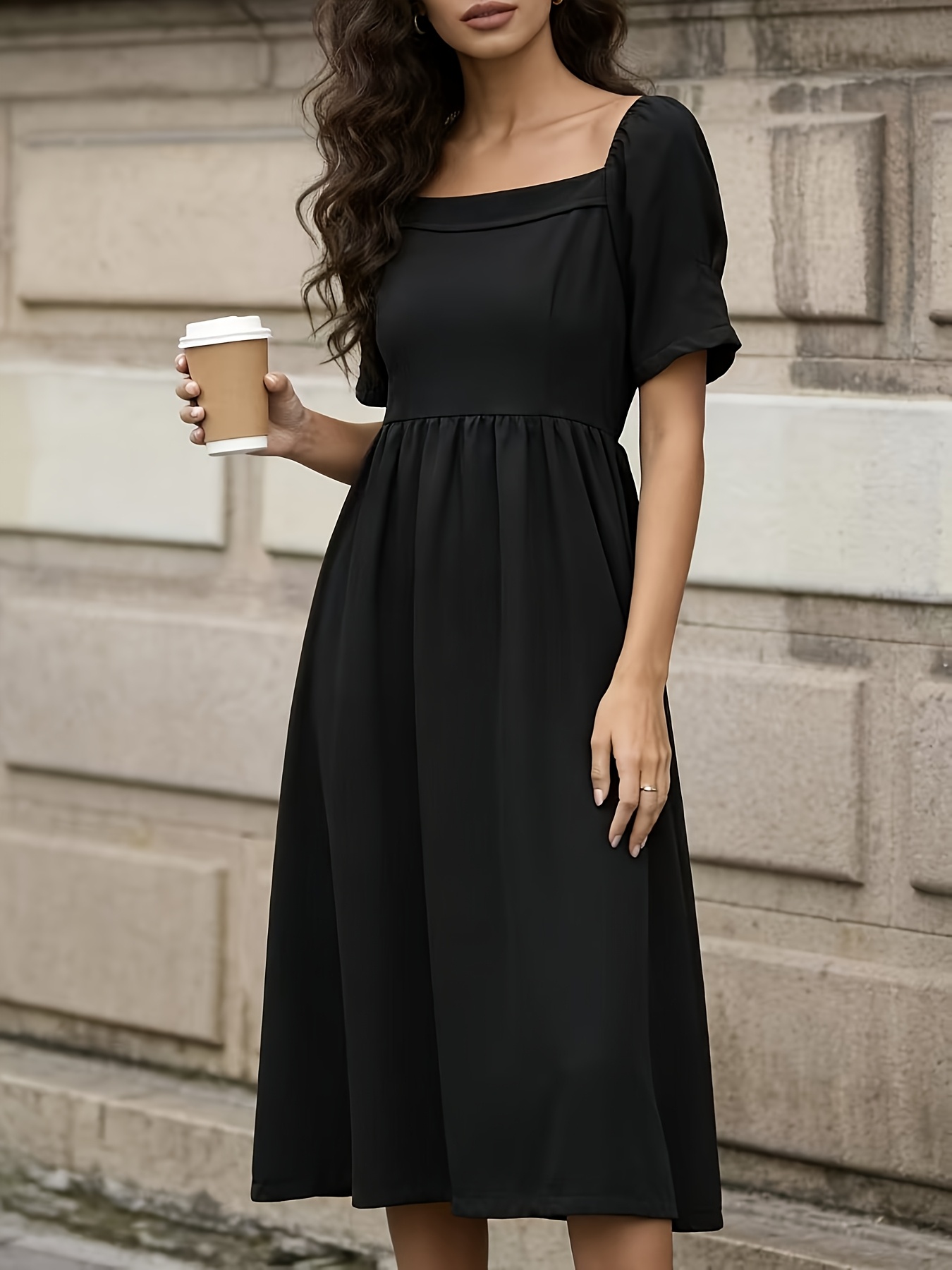white christmas dresses Black Lace Modest Knee Length Formal Prom Evening Dress XLD1012 Custom Size / Black main image 1
