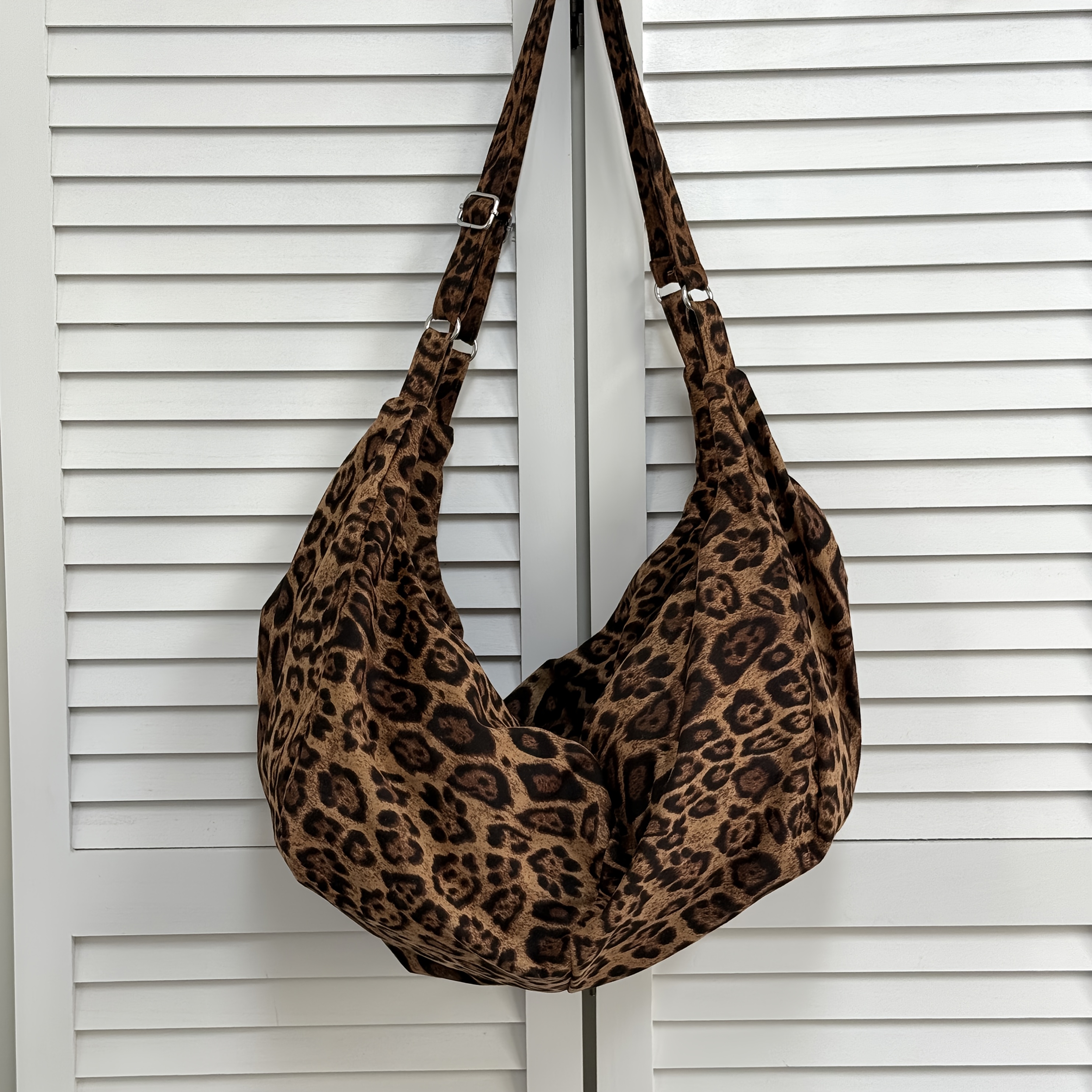 Image of Large Capacity Leopard Print Tote Bag - Versatile Women's Shoulder & Handbag, Lightweight Nylon, Zip Closure, Perfect For Commuting, Travel, And - Ideal Gift For Her