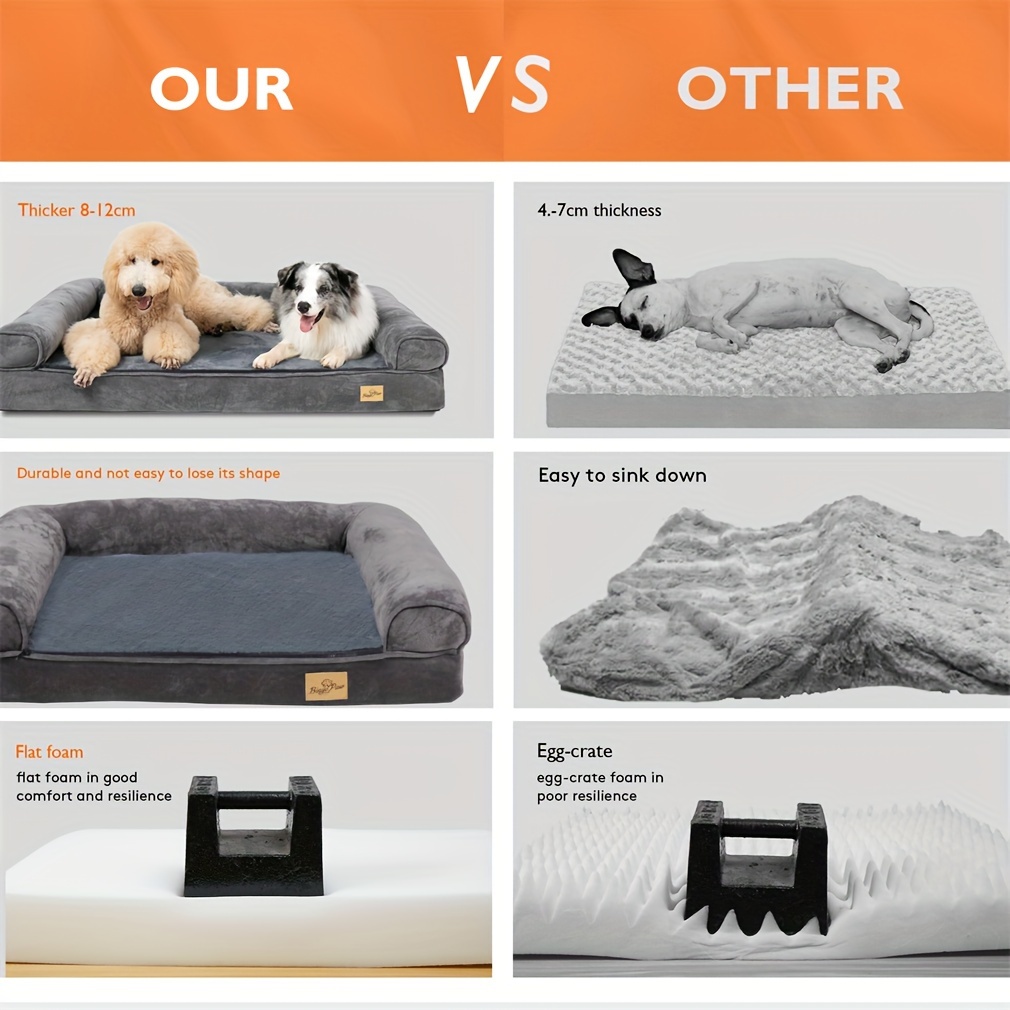 large sofa dog bed hidden zipper waterproof lining   orthopedic memory foam removable washable cover anti slip bottom     Product details 4