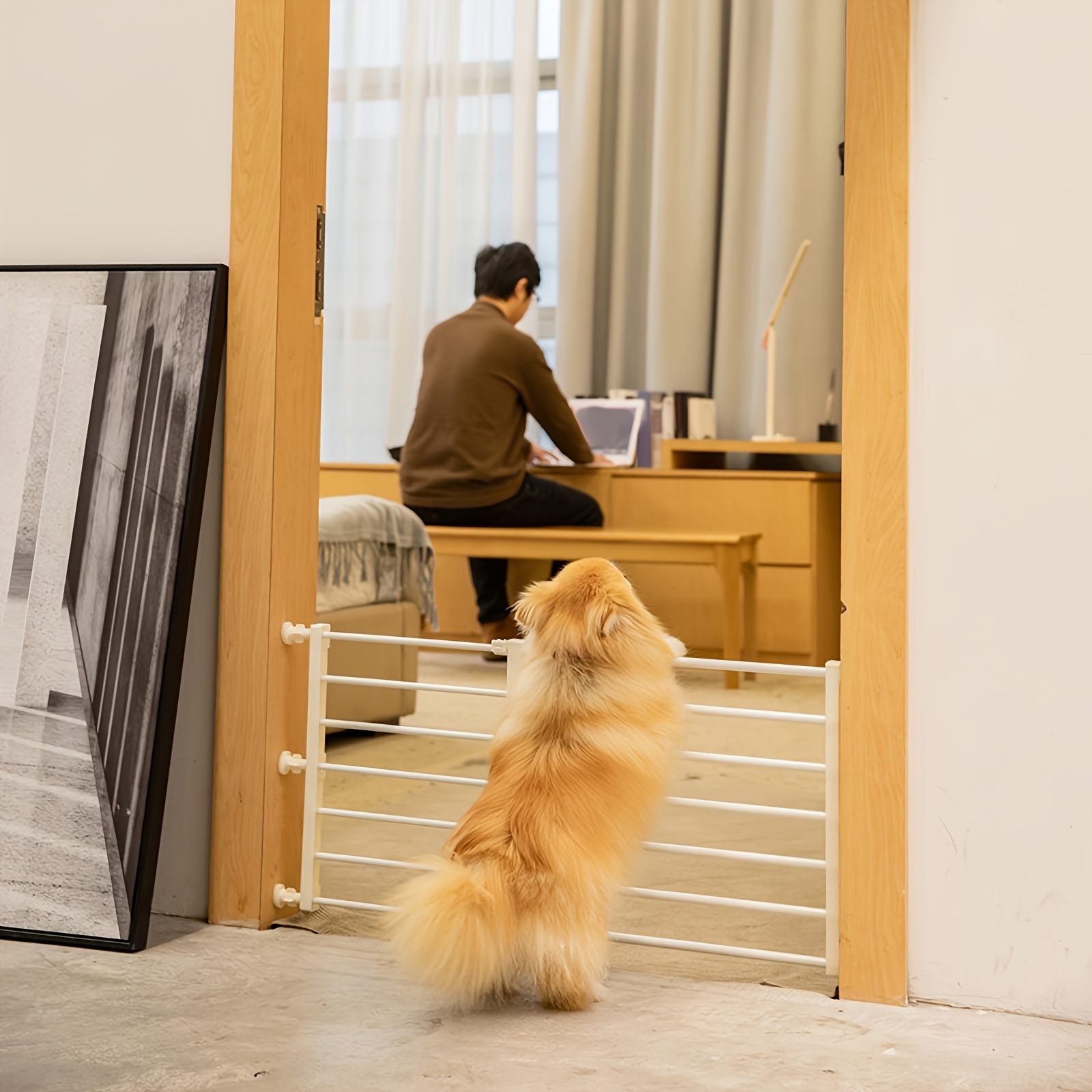 Barrière De Sécurité Rétractable Sans Perçage Pour Enfants Et Animaux - Largeur Ajustable Jusqu'à 130 Cm - Installation Facile Sur Portes, Escaliers