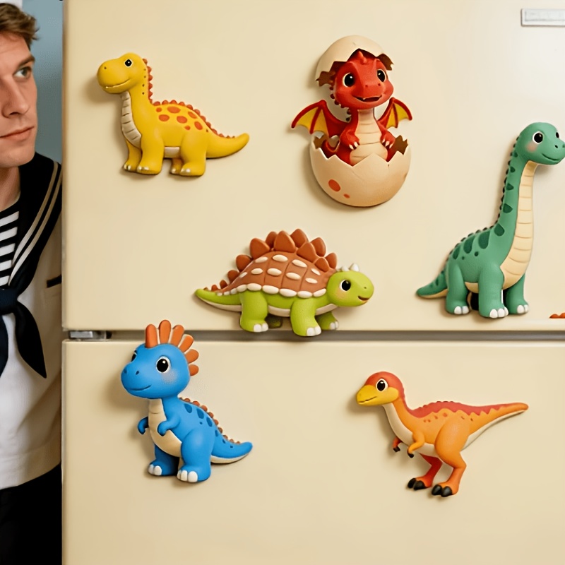 TEMU 6 pegatinas magnéticas 2D de dinosaurios para nevera