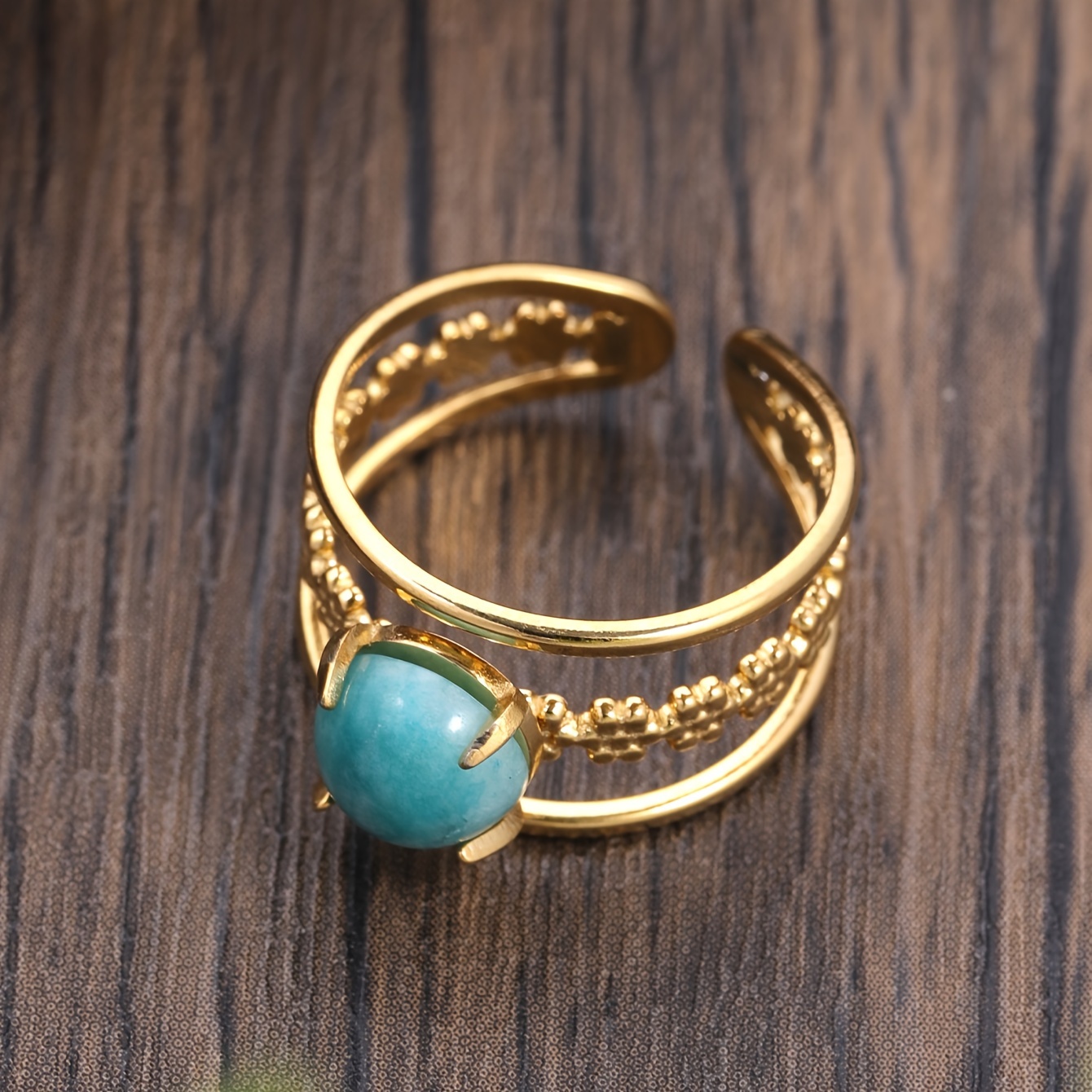 Geometric Turquoise Open Ring for Women