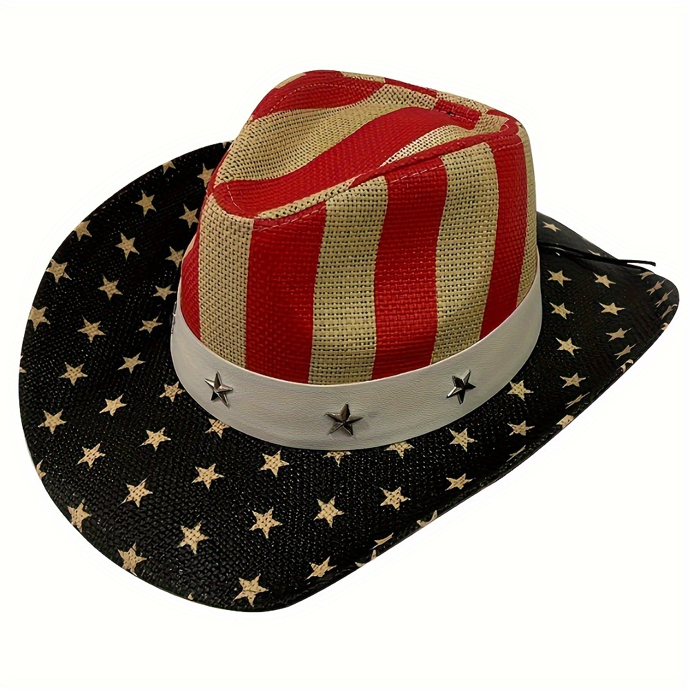 

Vintage Western Cowboy Hat, Men's Cowboy Hat, American Independence Day Theme Cowboy Hat