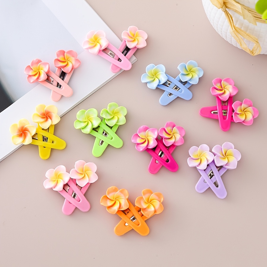TEMU 20 Sweet Frangipani Flower Hair Clips For Fresh Bangs