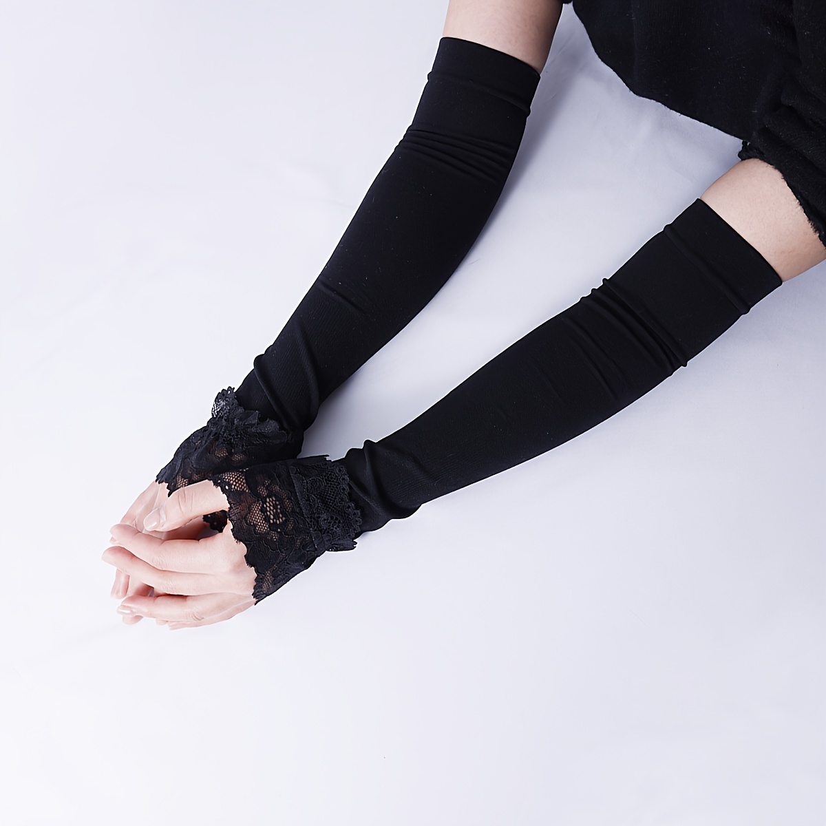 TEMU 1 Pair, Lace Sleeve Covers, Fabric Women's Long Arm Sleeves For Driving, Women' Occasion Gloves, Women' Occasion Accessories, Suitable For