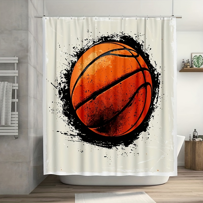 basketball shower curtain hooks vibrant hand drawn sports Temu