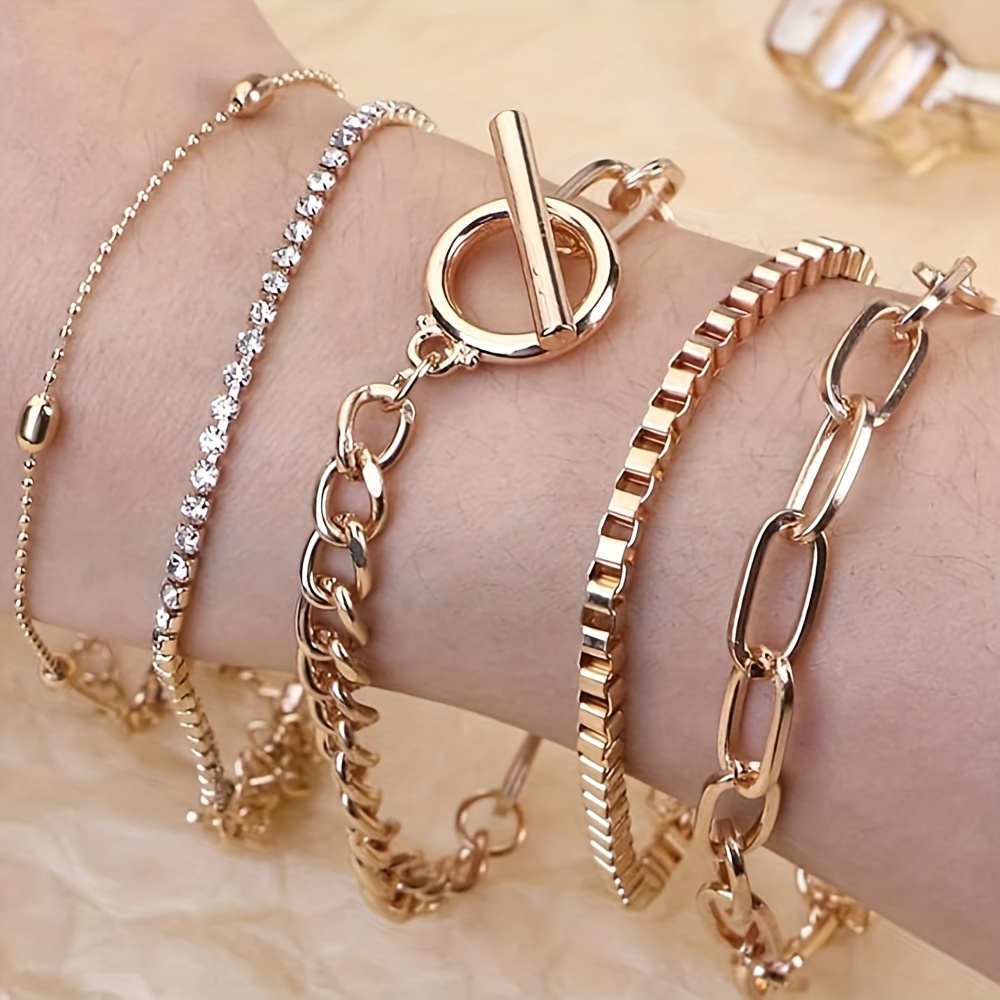 27pcs Golden Stackable Chain Bracelet Set for Women Boho Dainty Multiple Layered