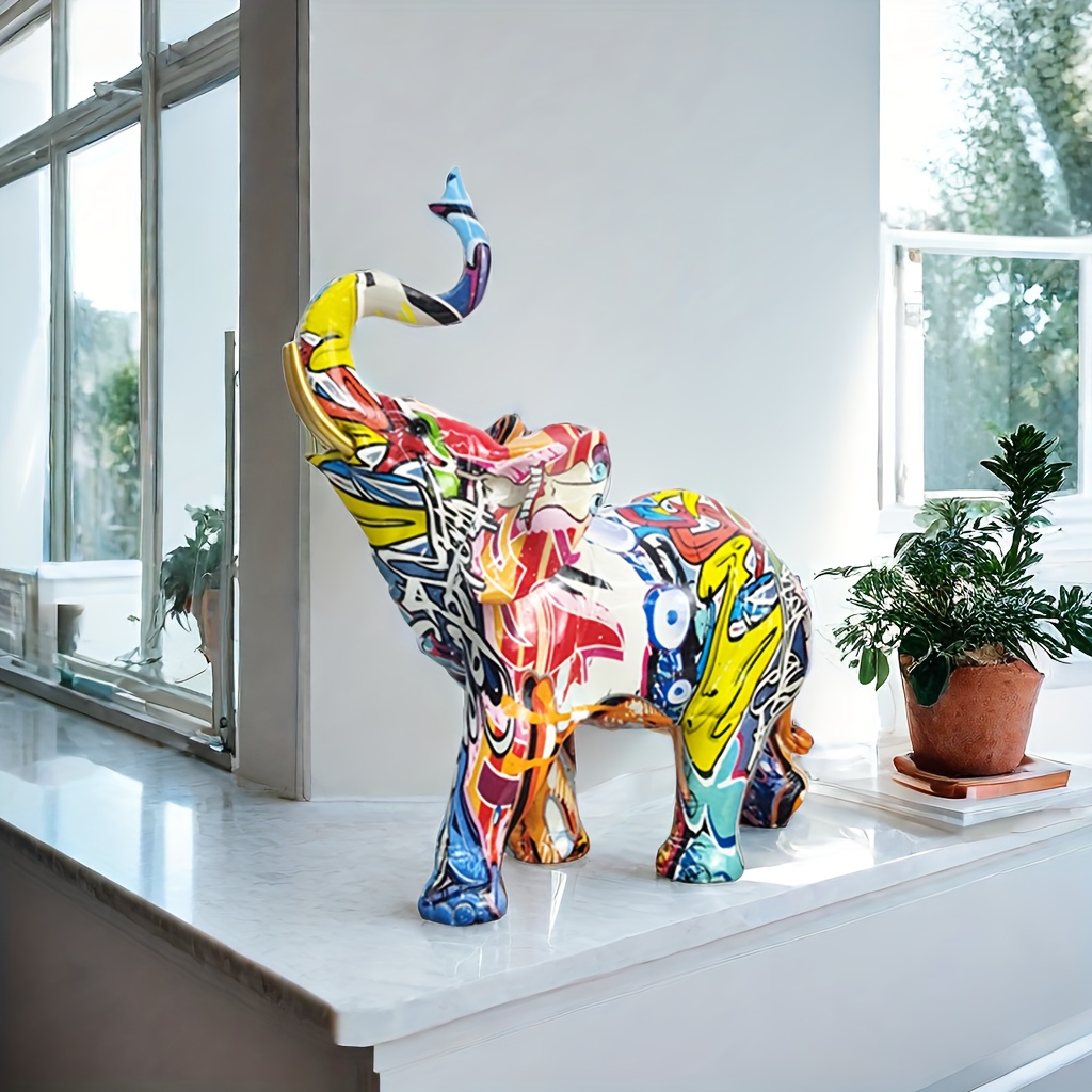 1pc モダンな家の装飾の象の像 カラフルな象の装飾アート彫刻 小さな 
