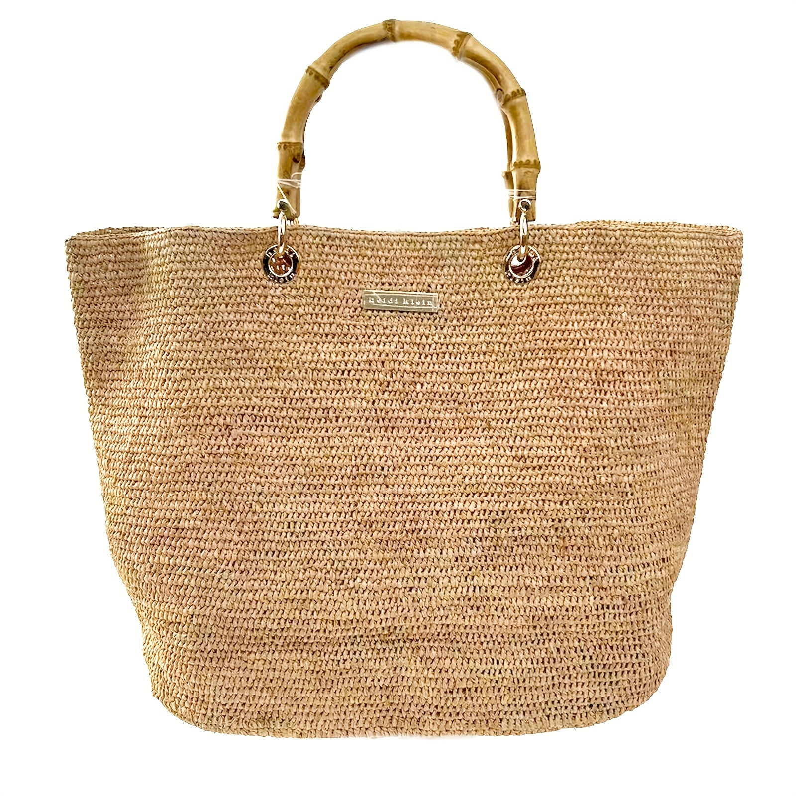 large raffia tote bag women beige brown natural - Temu Germany