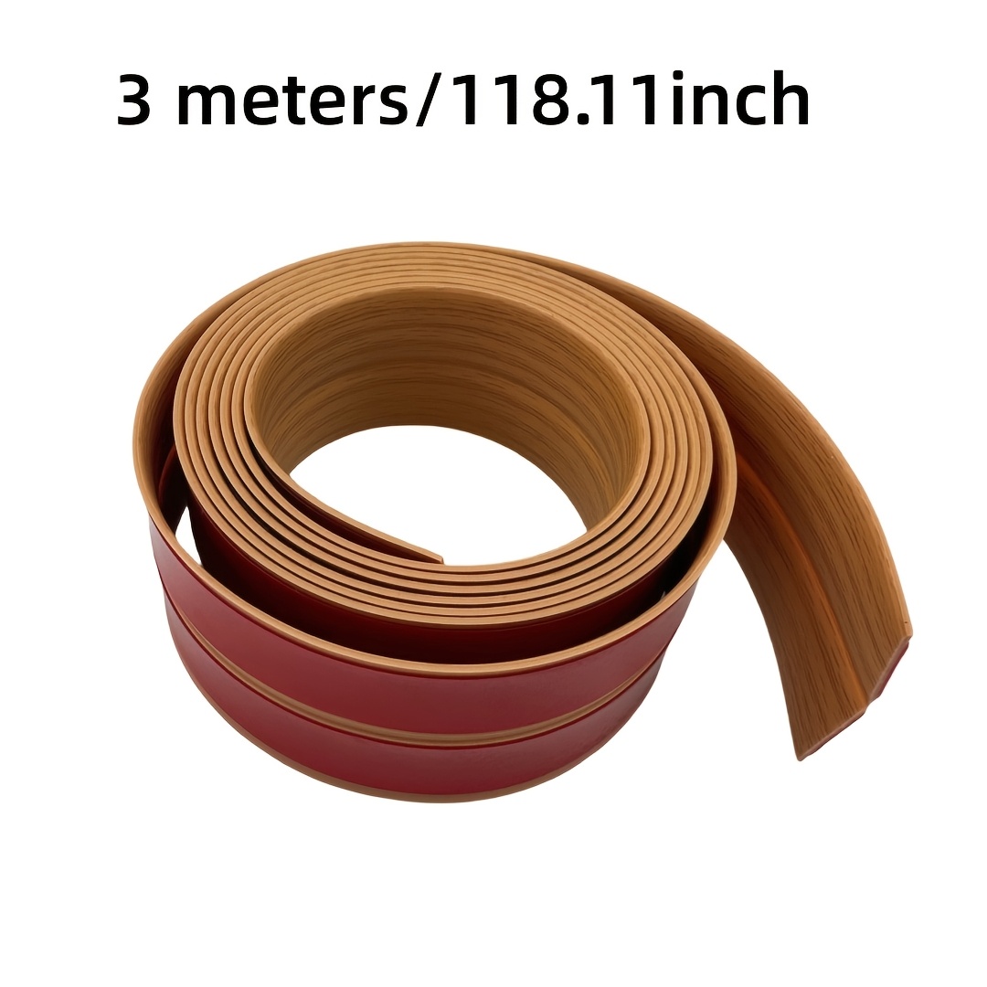 Image of 1pc 78.74-inch/118.11-inch/196.85-inch Flexible Corner Protector Molded Trim, Peel-and-stick Corner Guard, Self-adhesive Molding Trim, Ceiling Guard, Brown Wood Grain Design