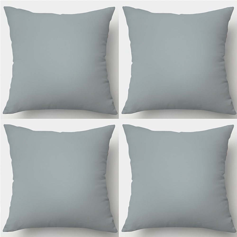 TEMU 4pcs, Printed Pillowcase, Modern And Simple, Light Grey Solid Color. Suitable For Daily Gatherings, Festivals, Home Decoration, Outdoor, And Car