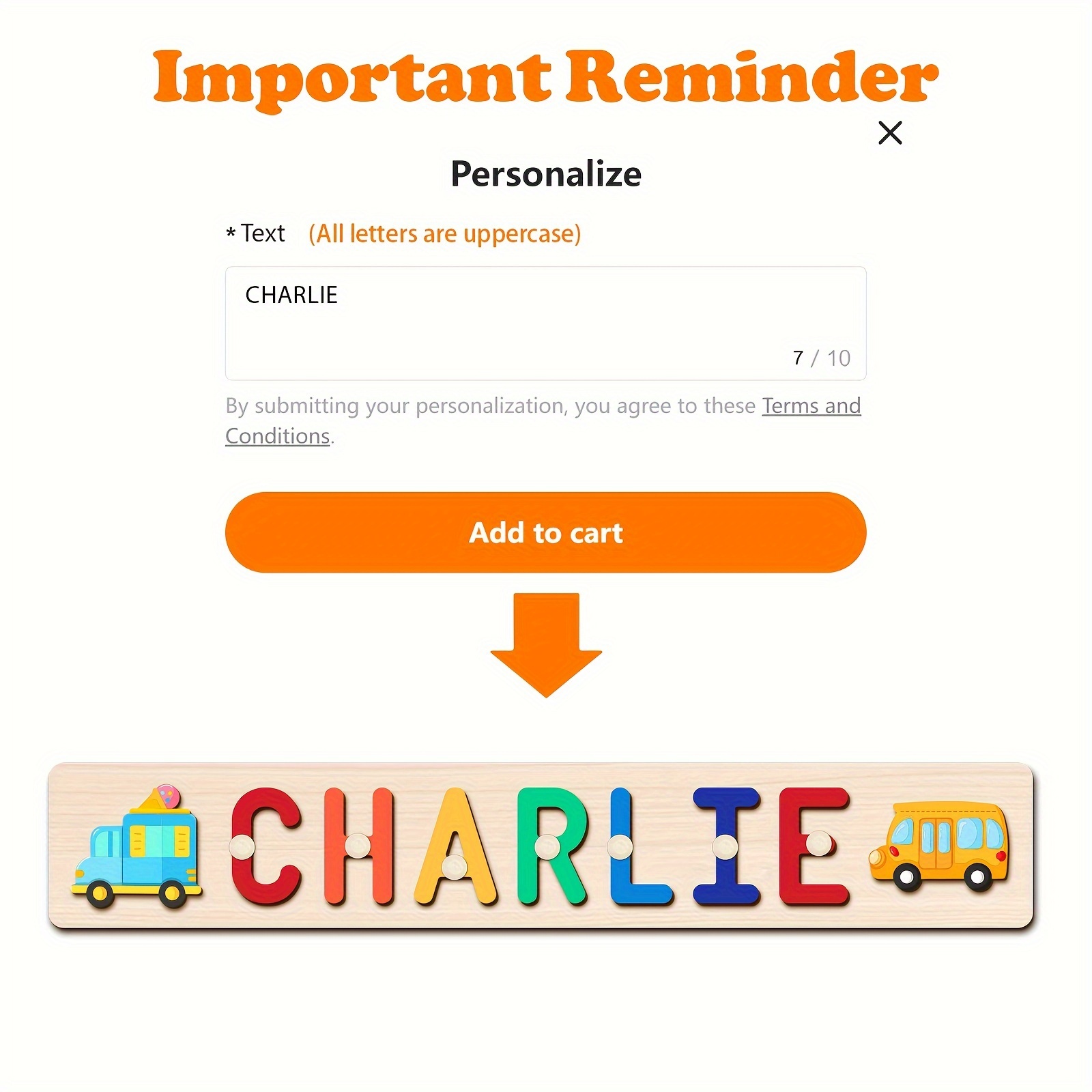 Personalized Wooden Name Puzzle, Educational Toy for Kids