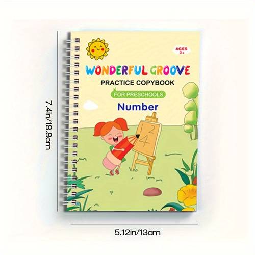 grooved handwriting practice book reusable automatic ink free pen with ten refills
