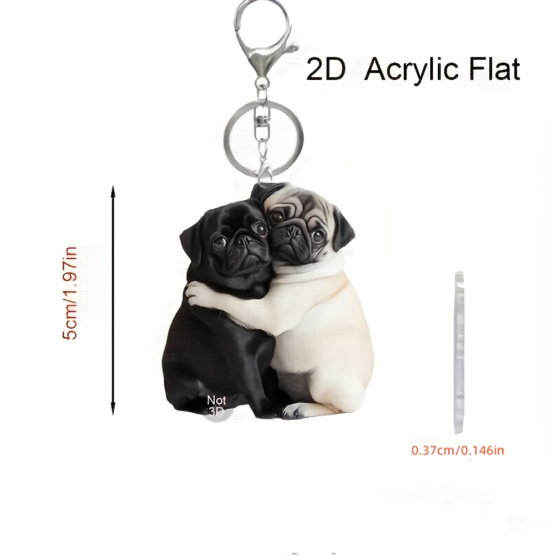 PLITI - Llavero De Pug Para Amantes De Los Perros, Regalo Para Dueños De Pug, Regalo Para Mamás, Regalo De Pug Loco, Regalo Para Señora, Paz Y Amor, Regalo De Pug, Peace