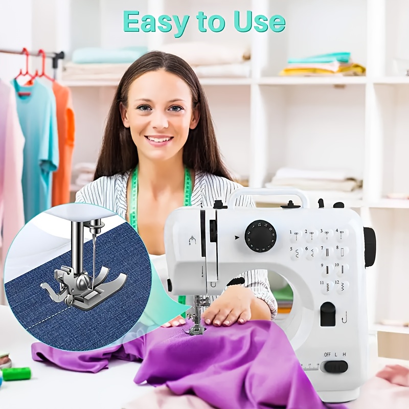 kit de máquina de coser     - portátil y multifuncional para principiantes,   12 patrones de aguja, luces led, pedal, cajón de almacenamiento y accesorios, 110-130v, enchufe americano,   y    , herramienta   para costura y manualidades detalles 1