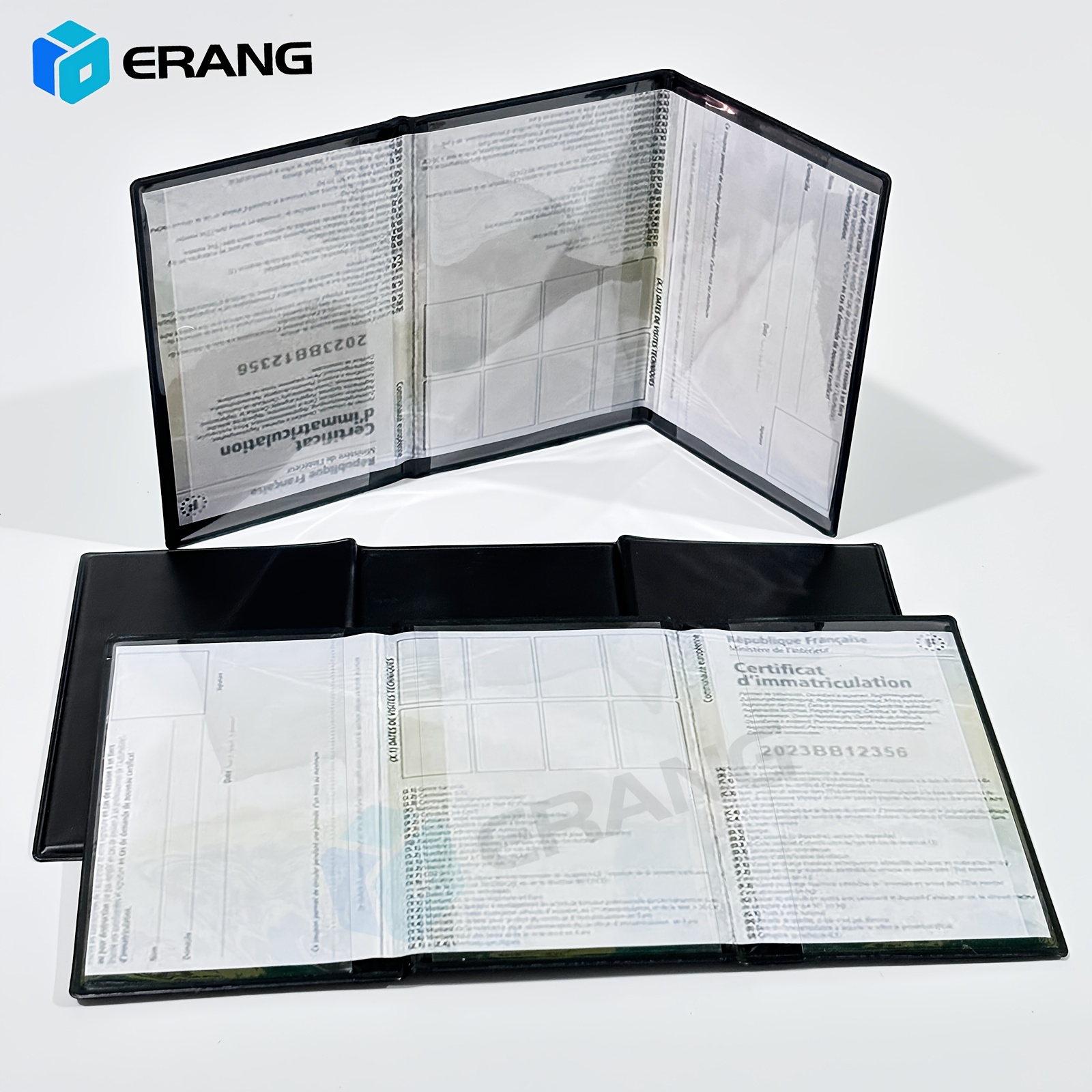 Image of 3pcs Foldable Car Document Holder Suitable For Vehicle Registration, License And Roadside Emergencies - Lightweight Auto With Pvc, Portable Driving Paper Storage Pouch (3 Pack, Black)