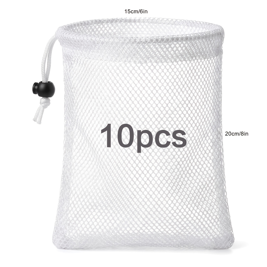 TEMU Mesh Drawstring Storage Bag 6×8 Inch, Heavy Duty Breathable Polyester Mesh Pouch With Lock Toggle Drawstring, Reusable Small Organizer Sack For