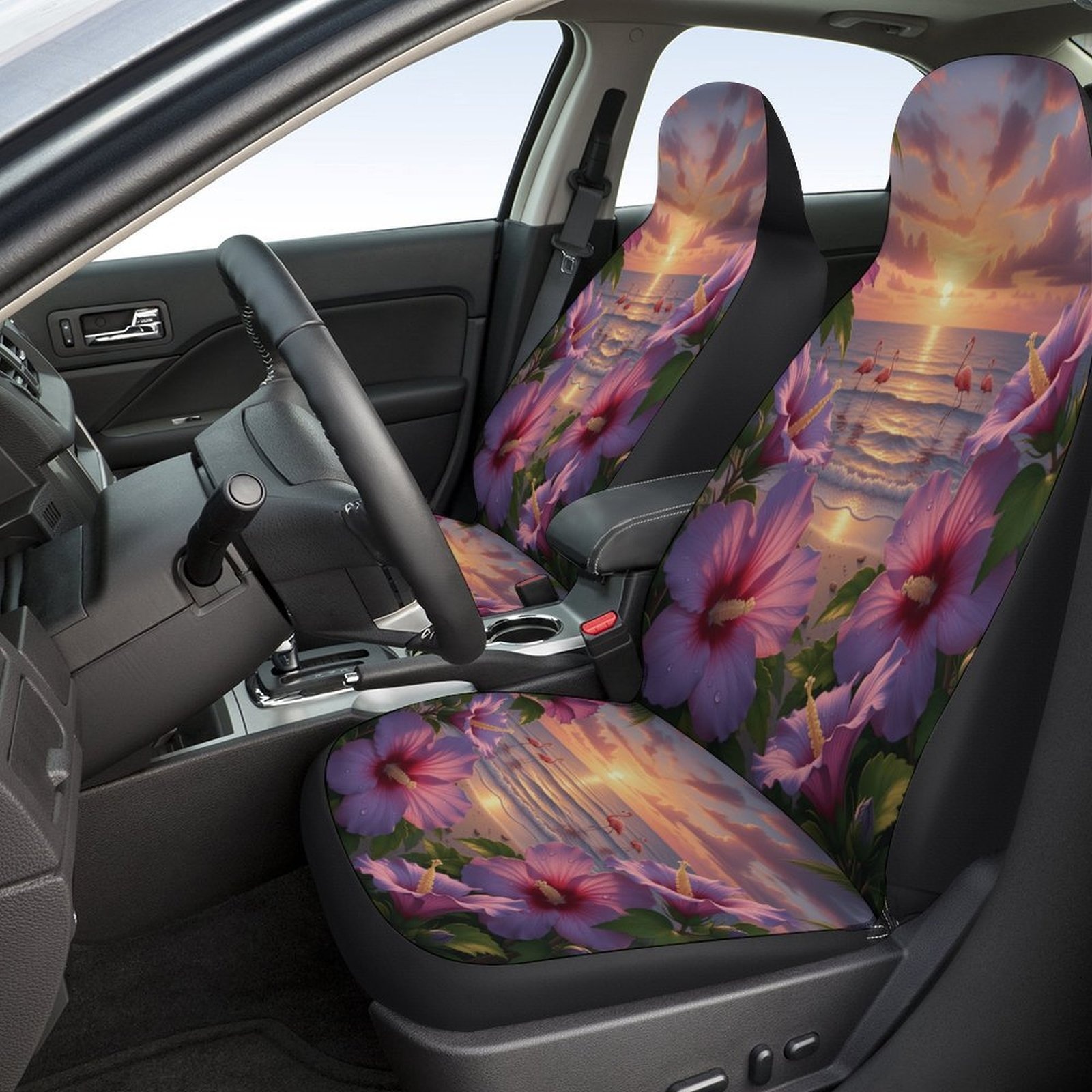 ensemble de housses de siège de voiture à motif de plage au   tropical pour la plupart des voitures, ensemble complet de housses de de siège de voiture décoratives, tendance et respirantes, pour 2 sièges   et banquette arrière, toutes  , pour hommes et femmes