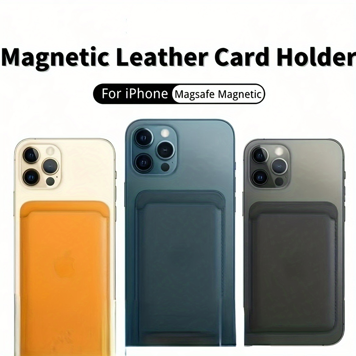 

Pu Leather Magnetic Card Holder For Iphone, Simple Style Non-braided Wallet Attachment, Universal Magsafe Compatibility, Multi-color Selection