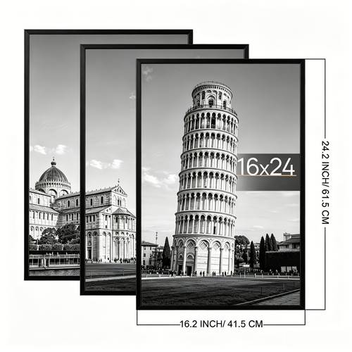 3 pack 16x24 picture frame black scratch proof poster frames 16 x 24 for photo gallery slide in strips horizontal or vertical wall mounting
