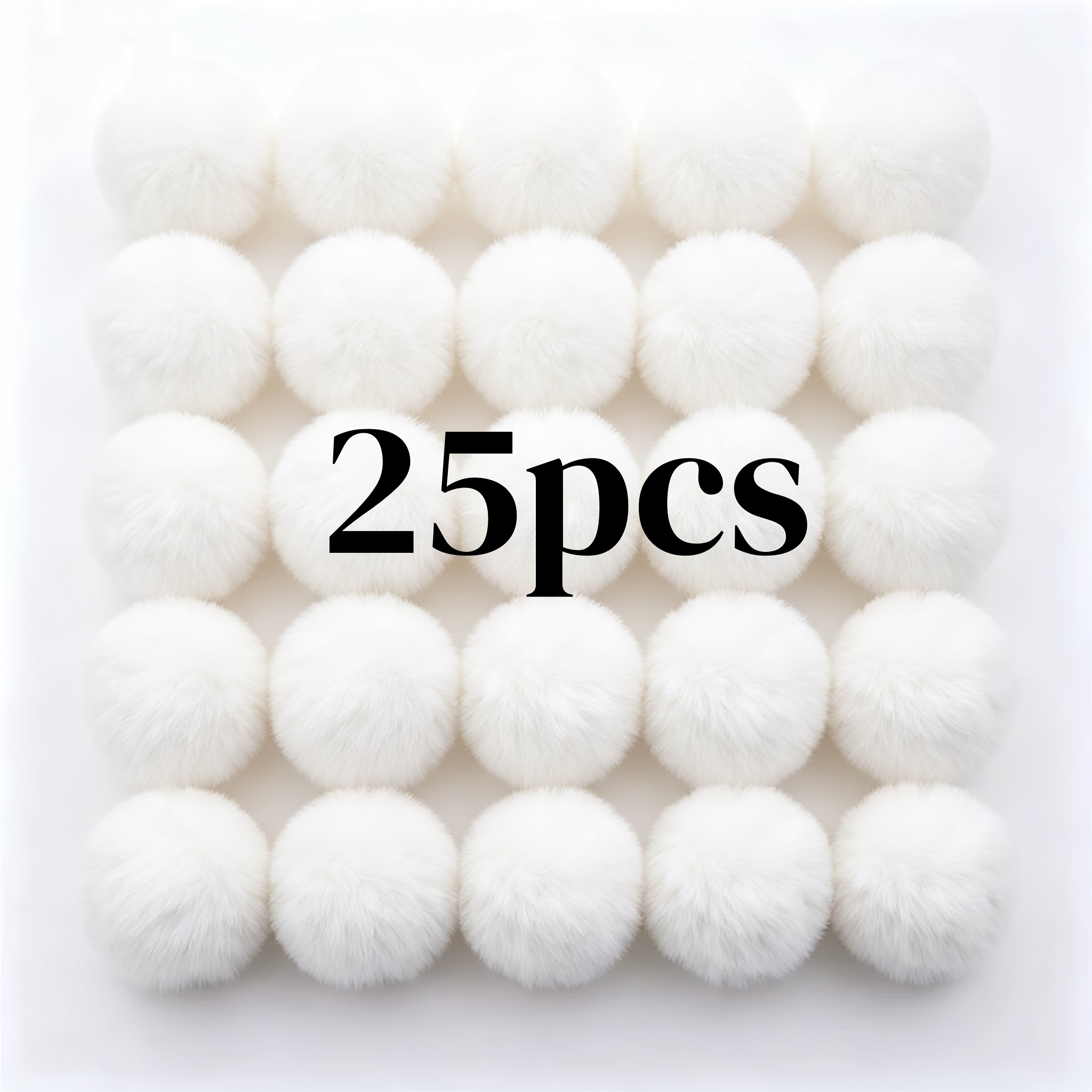 TEMU 25 stuks, 6 cm/2,36 inch neplinnen konijnenpluche bal pluizige pompon met elastische ring voor hoed sjaal handschoenen tassen accessoires,
