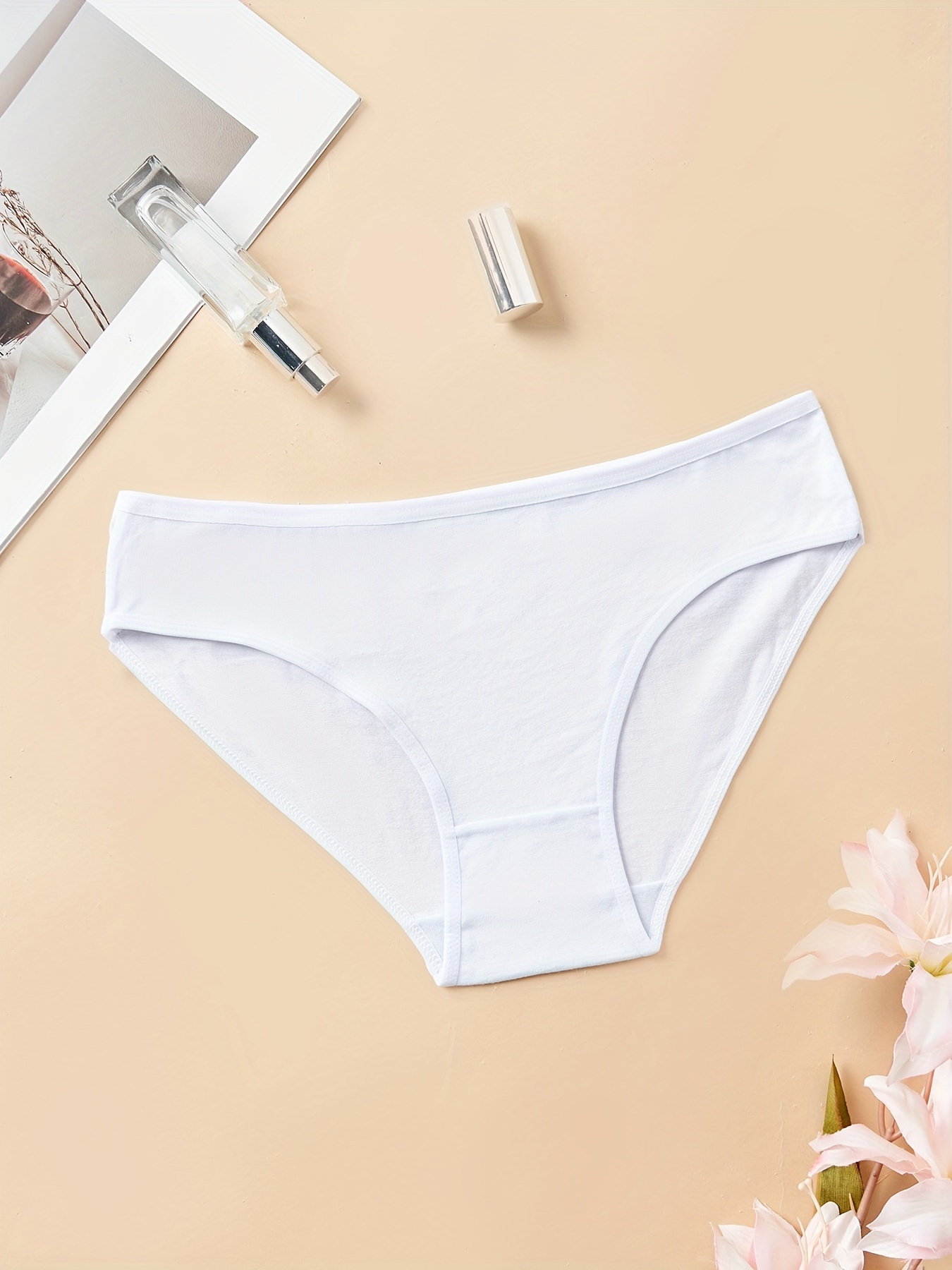 Solid Simple Briefs Breathable Comfortable Everyday Panties - Temu Canada