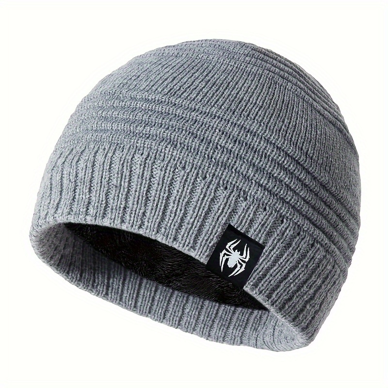 

Fleece-lined Thermal Knit Beanie With Spider Label - Soft, Stretchy & Warm Skull Cap For Men And Women, Perfect For Winter Outdoor Activities