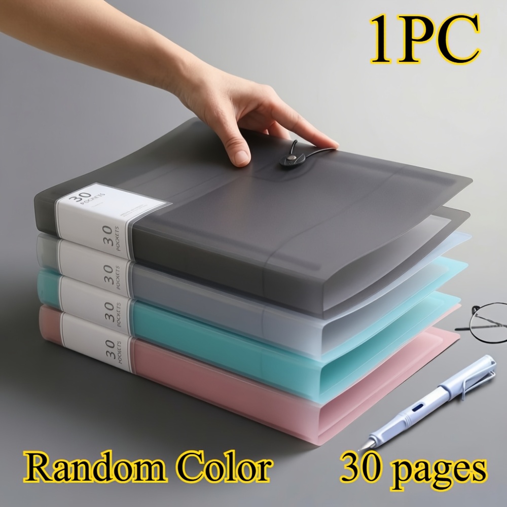 Back-to-school 30-pocket A4 Folder - Durable Pp Material, & Transparent, Ideal For Organizing Papers, Perfect For Home, School, And Office Storage, Office Organization Random Color