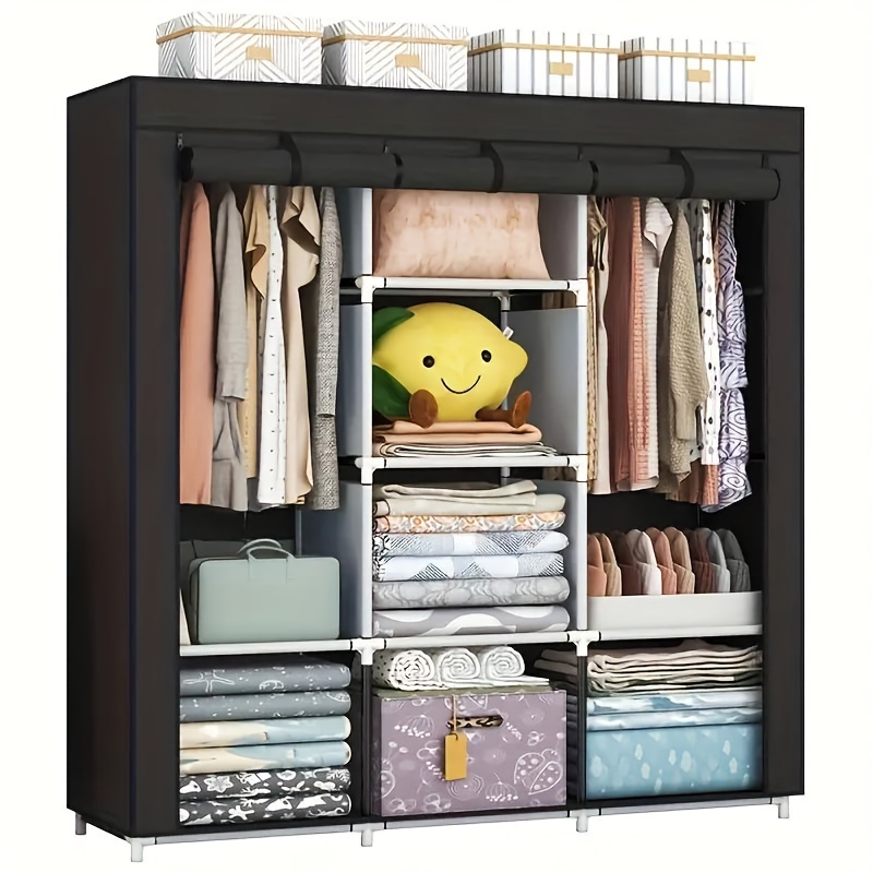 

1pc Foldable Black Fabric - Sturdy Reinforced , Dust-resistant, Spacious Organizer For Clothing, Bedding &